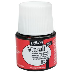 Farba witrażowa do szkła Pebeo Vitrail 45ml, Różowa/21 Pink transparentna